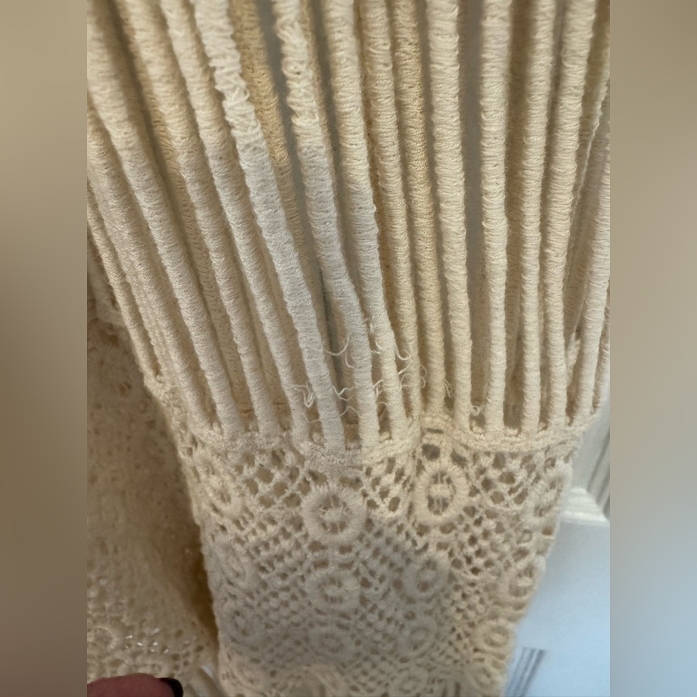 Boho Dor Dor Couture Crochet Lace Fringe Beach Cover Up | Size M - Picture 7 of 13